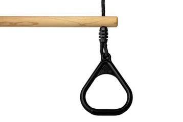 Houten Ringtrapeze met Kunststof Ringen zwart - BR touw, Kinderen en Baby's, Speelgoed | Buiten | Speeltoestellen, Ophalen of Verzenden