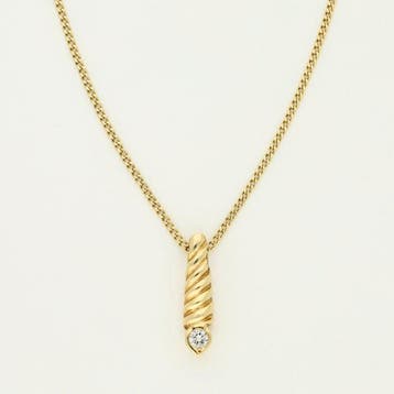 Halsketting - 14 karaat Geel goud Diamant (Natuurlijk), Nieuw