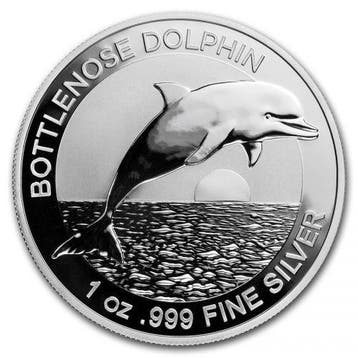 Bottlenose Dolphin 1 oz 2019 (RAM) (25.000 oplage), Verzenden, Losse munt, Zilver