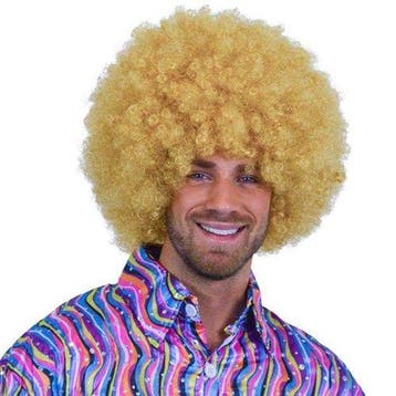 Afro pruik blond, Verzenden, Nieuw, Feestartikel