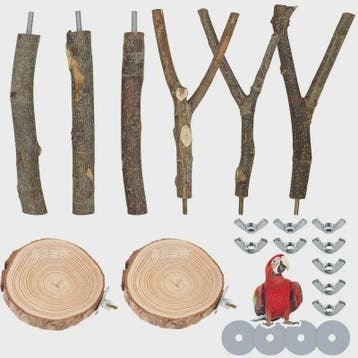 Natuurlijke Houten Papegaai Zitstok Set - Kauwbaar & Pootver, Dieren en Toebehoren