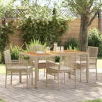 vidaXL Tuin eettafelset 5 pcs Beige poly rattan, Verzenden, Nieuw, Rotan