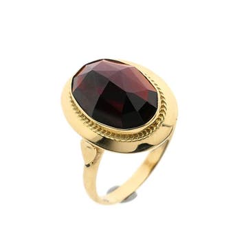 Vintage gouden ring met granaat, Sieraden, Tassen en Uiterlijk, Ringen, Gebruikt, 19 tot 20, Ophalen of Verzenden, Met edelsteen