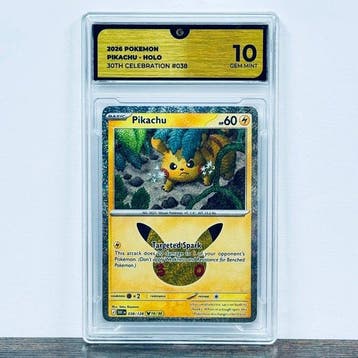 Pokémon Graded card - Pikachu 038 - 30th Anniversary –, Nieuw