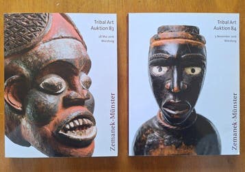 2 veilingcatalogi van Zemanek Munster over Afrikaanse kunst.