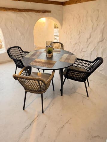 Luxe tuinset aluminium met weersbestendige kussens 120cm, Verzenden, Nieuw
