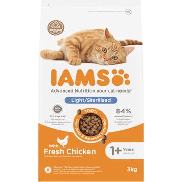 3x IAMS Kat Adult Sterilised - Overweight Kip 3 kg, Verzenden, Nieuw
