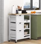 Keukentrolley met 3 Lades en Los Dienblad – Wit – 85,5 cm, Verzenden, Nieuw