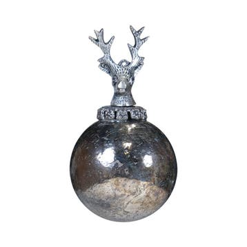 decoratie bal hert antiek zilver 8cm, Verzenden, Nieuw