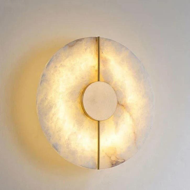 Marmeren LED wandlamp rond albast goud koper, Huis en Inrichting, Lampen | Wandlampen, Nieuw, Verzenden