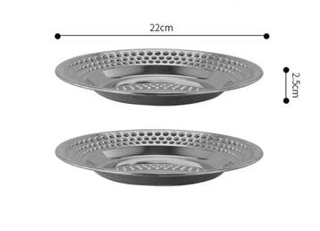 RVS Dessertborden met Hamerslag Patroon Rond 22 cm, Antiek en Kunst, Antiek | Schalen, Verzenden