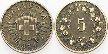 5 Rappen 1874 B Schweiz-eidgenossenschaft, Verzenden
