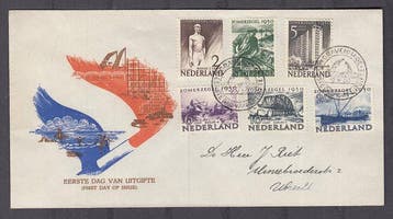 Nederland 1950 - FDC Zomerzegels, zonder tekst zomerzegels, Gestempeld