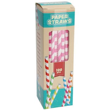 Papieren Rietjes Gekleurd 19cm 100st., Verzenden, Nieuw
