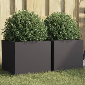 vidaXL Plantenbakken 2 st 32x30x29 cm staal zwart, Verzenden, Nieuw, Metaal