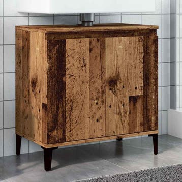 vidaXL Wastafelkast 58x33x60 cm bewerkt hout oud houtkleurig, Verzenden, Nieuw