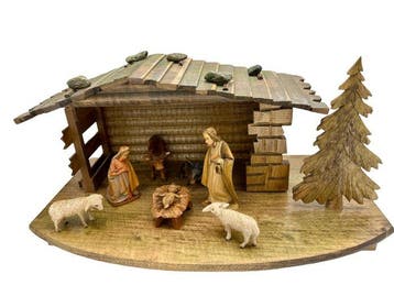 Volkskunst - Kerststal (8) - Hout - Handgesneden Figuren (7)