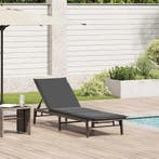 Ligstoel met kussen grijs polyrotan, Tuin en Terras, Tuinstoelen, Verzenden, Nieuw