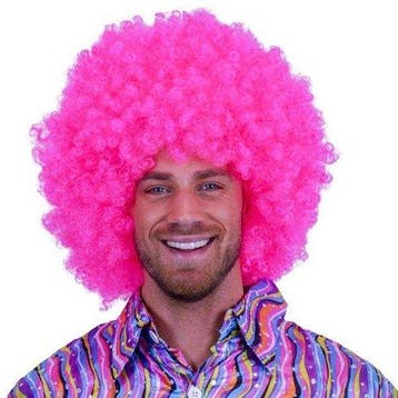 Afro pruik roze, Verzenden, Nieuw, Feestartikel