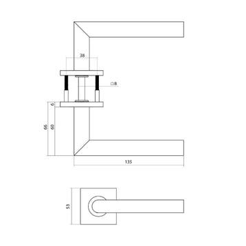 Intersteel deurkruk Q 04 op rozet vierkant verdekt 53x53x6mm, Verzenden, Nieuw