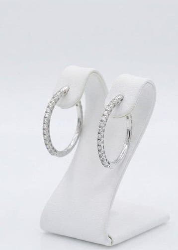 Chimento - Hoepel oorbellen - 18 karaat Witgoud - 0.45ct.