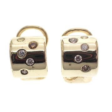 Gouden oorstekers met diamanten 0,15 ct. (Oorbellen), Gebruikt, Overige kleuren, Ophalen of Verzenden, Met edelsteen