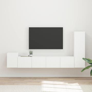 vidaXL Tv-meubelset 3 st Wit Bewerkt hout, Minder dan 50 cm, Verzenden, 100 tot 150 cm, Nieuw