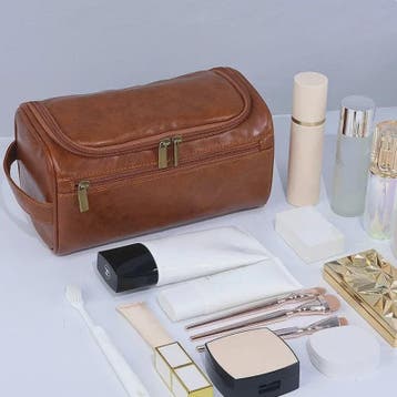 Luxe Leren Toilettas Heren Dames - Hangend & Ruim - Reis Toi, Verzenden, Nieuw