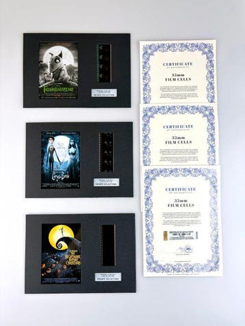 Tim Burton – Rare Set of 3 Mounted 35mm Film Cells –, Nieuw