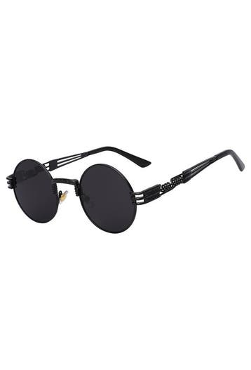KIMU® Ronde Zonnebril Steampunk Heren Zwart Montuur Rond Zwa, Ophalen of Verzenden, Nieuw, Zwart