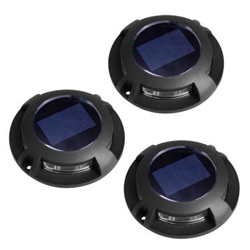 Set 3 stuks Solar Decklight Zwart Tuinverlichting, Tuin en Terras, Verzenden, Nieuw