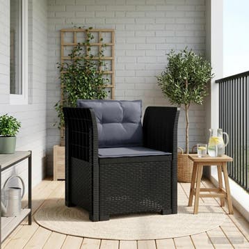 vidaXL Eénpersoons Fauteuil met Kussens Rattan Look PP, Verzenden, Nieuw