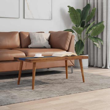 vidaXL Salontafel 100x50x40 cm teakhout hars, Verzenden, Nieuw, 100 tot 150 cm, 50 tot 100 cm