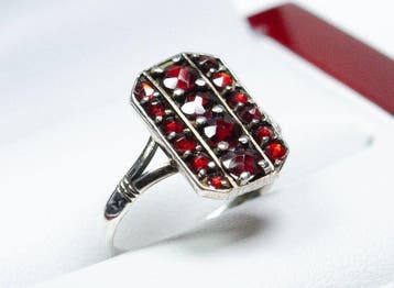- 800 zilver - Boheemse granaat - Ring