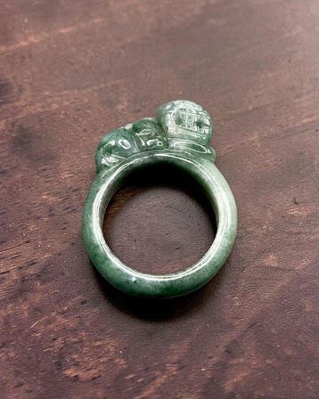 Jade - NGTC-gecertificeerde Feicui-jadeiet - Ring met amulet