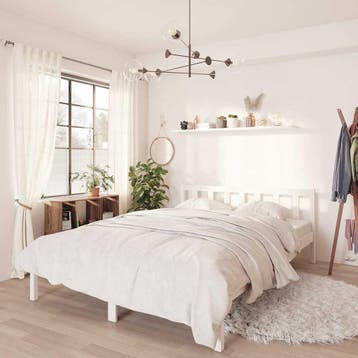 vidaXL Bedframe massief grenenhout wit 140x200 cm, Verzenden, Wit, 140 cm, 200 cm