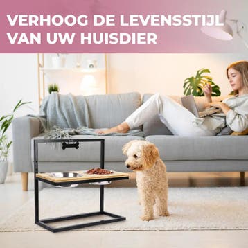 MaxxPet Dubbele Voerbak - 54x23x53cm - Bamboo (Honden, Dier), Verzenden, Nieuw