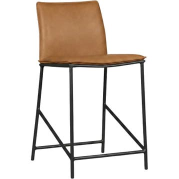 Leren barkruk laag Favor - Granada Sahara (cognac) - poten, Huis en Inrichting, Barkrukken, 60 tot 90 cm, Nieuw, Leer, Ophalen of Verzenden