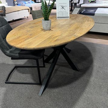 Showroomactie! Eettafel Ovaal 180/210/240 | Mangohout, Nieuw, Modern | Luxe | Landelijk | Klassiek, 150 tot 200 cm, Vier personen
