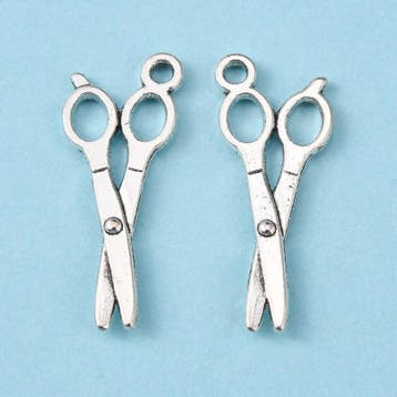4 x Metalen hanger van een schaar 27 x 10 x 2mm, oogje: 2..., Ophalen of Verzenden, Nieuw, Bedel