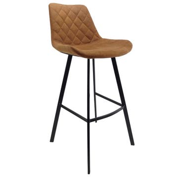 Barkruk | Microvezel/Metaal | Cognac | Zwarte Poten | Indoor, Verzenden, Nieuw in verpakking