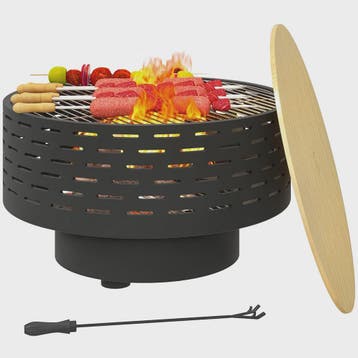 Outsunny 3-in-1 Vuurschaal met Grillrooster - Ø60cm - Vuurko, Verzenden, Nieuw