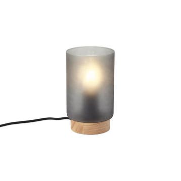 Moderne tafellamp hout met mat grijs glas - Umbra, Huis en Inrichting, Verzenden, Nieuw, Hout