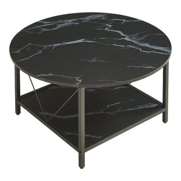 Salontafel Filem rond Ø80 cm marmerlook zwart en zwart [en.c, Huis en Inrichting, Tafels | Salontafels, Verzenden, Nieuw