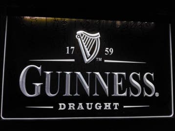 Guiness neon bord lamp LED cafe verlichting reclame lichtbak, Verzenden, Nieuw