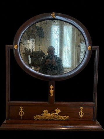 Tafelspiegel - kwikglas, Mahonie - Hoogte: 110 cm