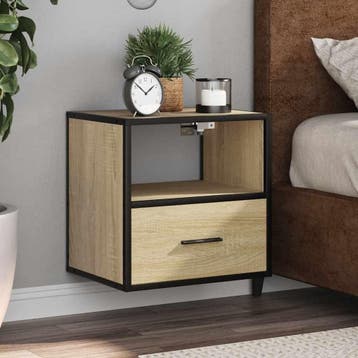 vidaXL Nachtkastje wandgemonteerd 40x31x39,5 cm sonoma, Verzenden, Nieuw, Hout