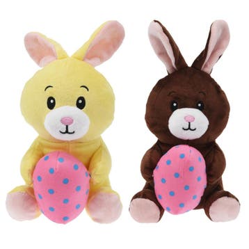 Paashaas knuffel set van 2 - pluche - 20 cm - met paasei, Verzenden, Nieuw