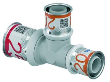 Uponor S-Press Plus PPSU perskoppeling Ø25x20x20 T-stuk, Verzenden, Nieuw