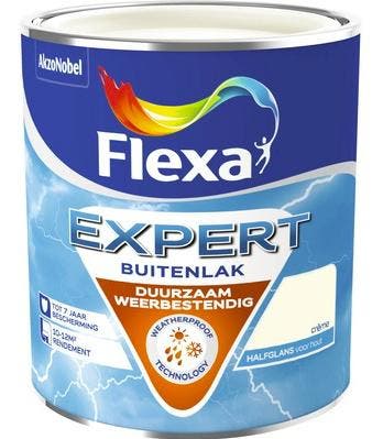 Flexa Expert Buitenlak Halfglans - Ivoorwit - 0,75 liter, Doe-het-zelf en Verbouw, Verf, Beits en Lak, Wit, Nieuw, Ophalen of Verzenden